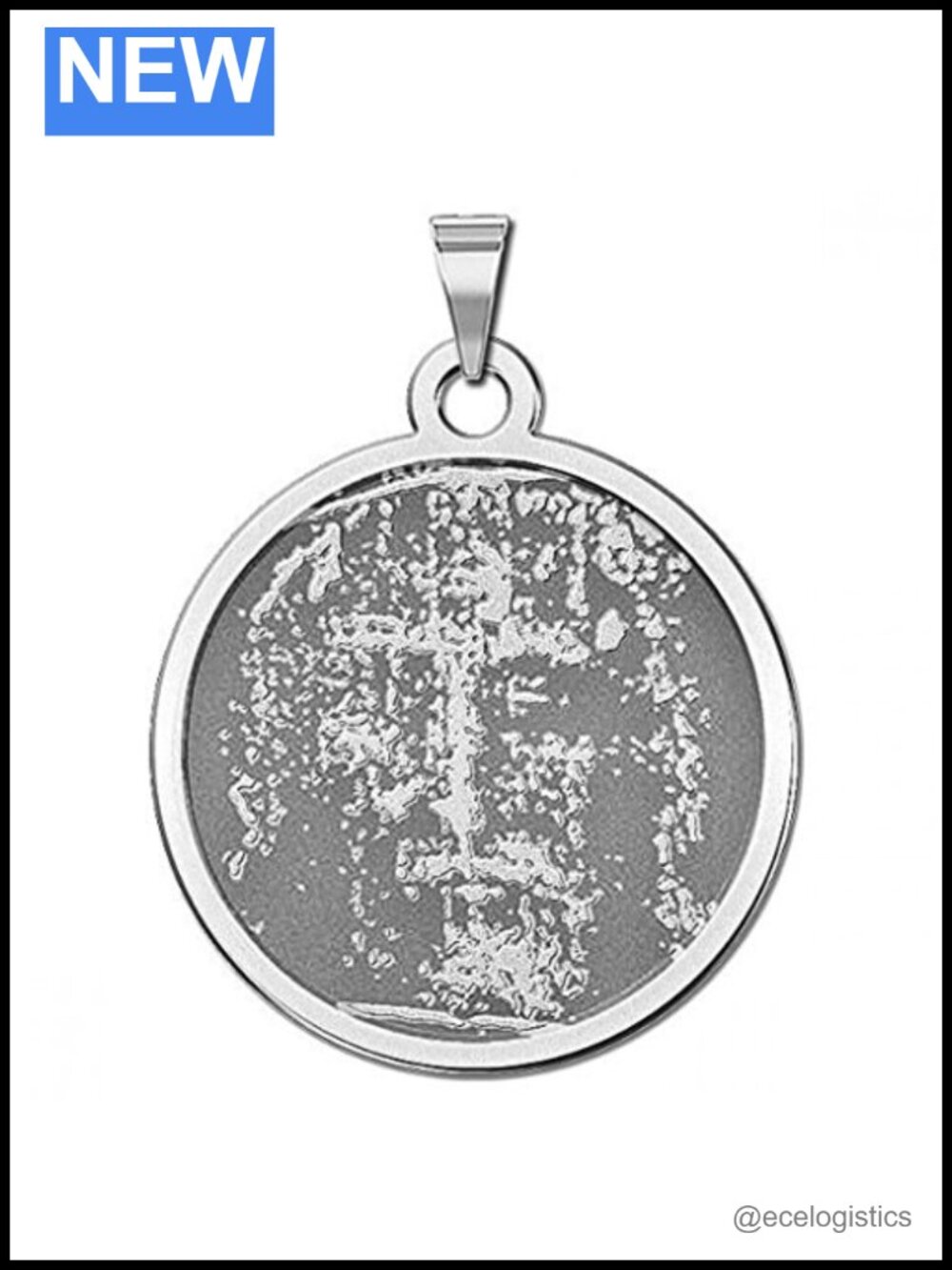 Silver Shroud of Turin Religious Medal Pendant 1 Inch
